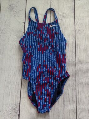 Nike Hydrastrong Women's Patriotic Red White & Blue Racerback Swimsuit Size 32/6